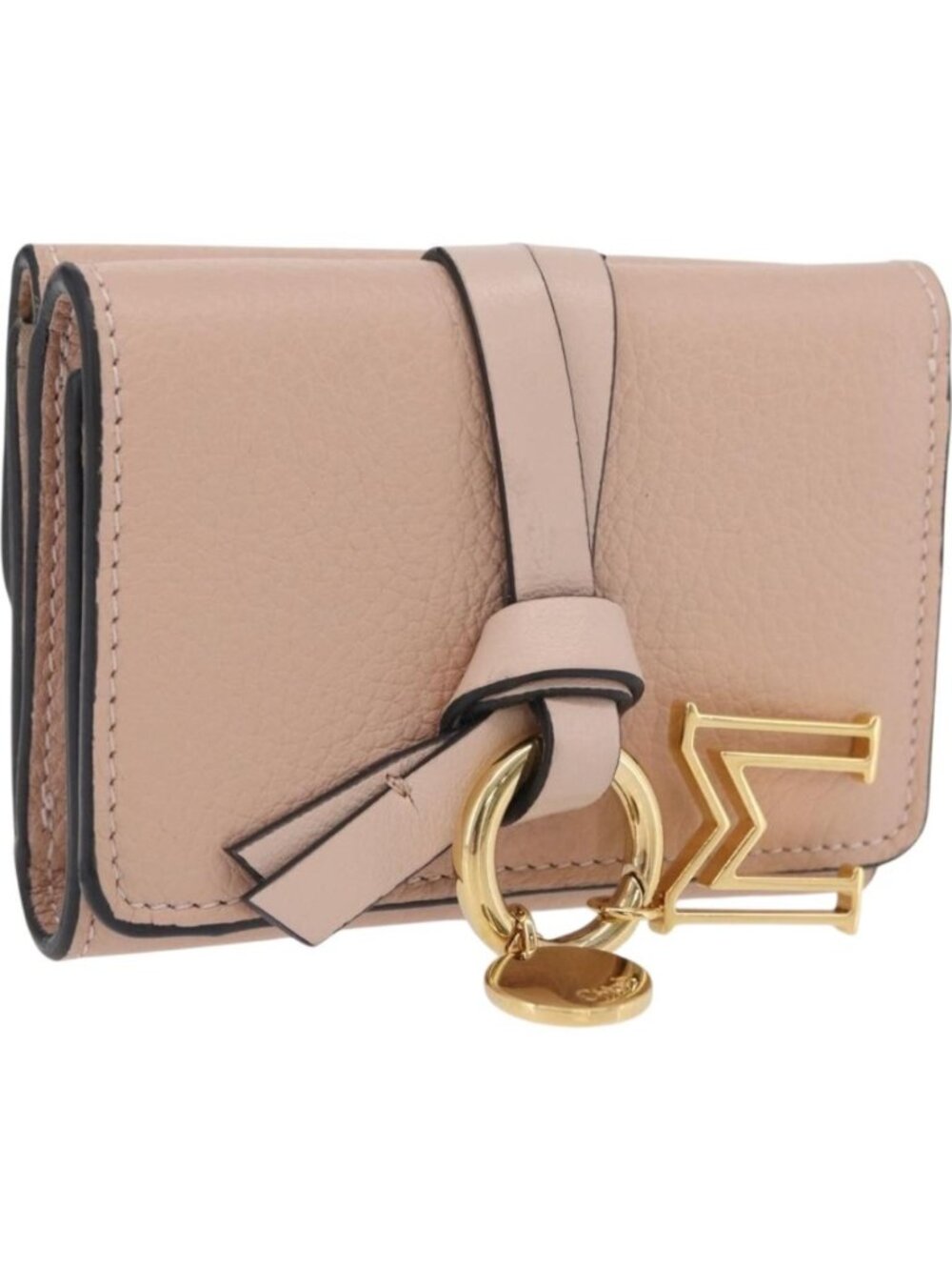 Chloe Alphabet Trifold Wallet Leather Pink Gold